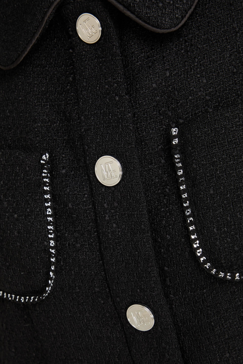 Maje Cropped Tweed Jacket In Schwarz