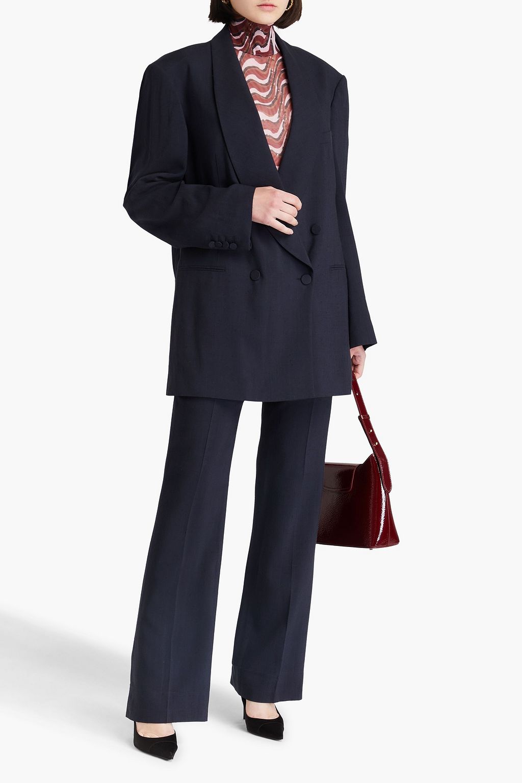 DRIES VAN NOTEN Doppelreihiger Blazer aus Webstoff mit Flammgarneffekt