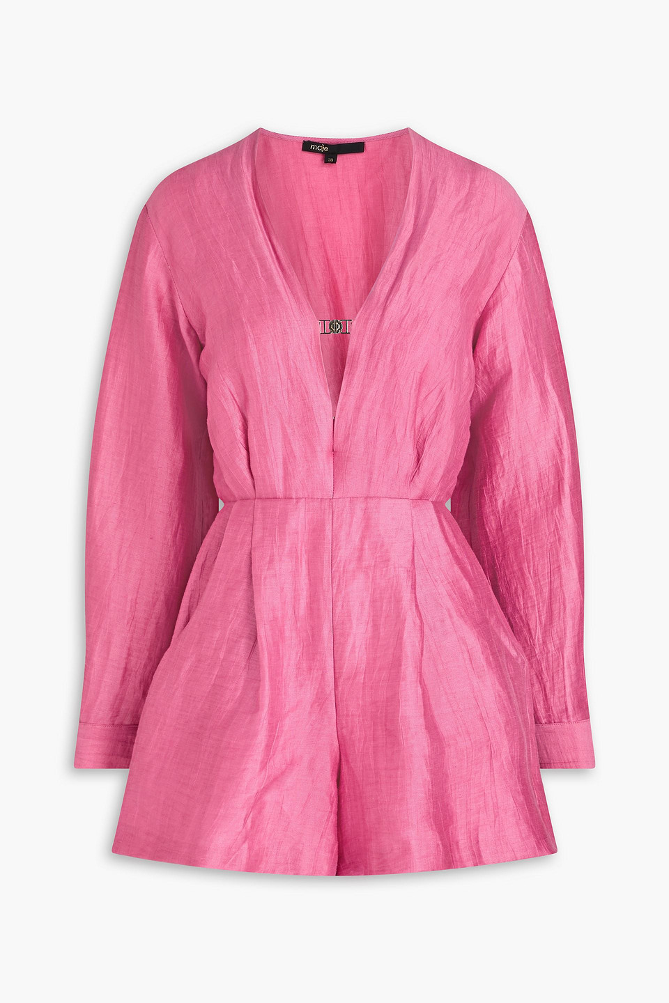 Maje - Pleated linen-blend playsuit - Pink - FR 40