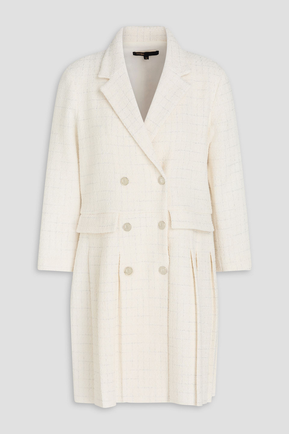 Maje Metallic Cotton-blend Tweed Mini Dress In Ivory