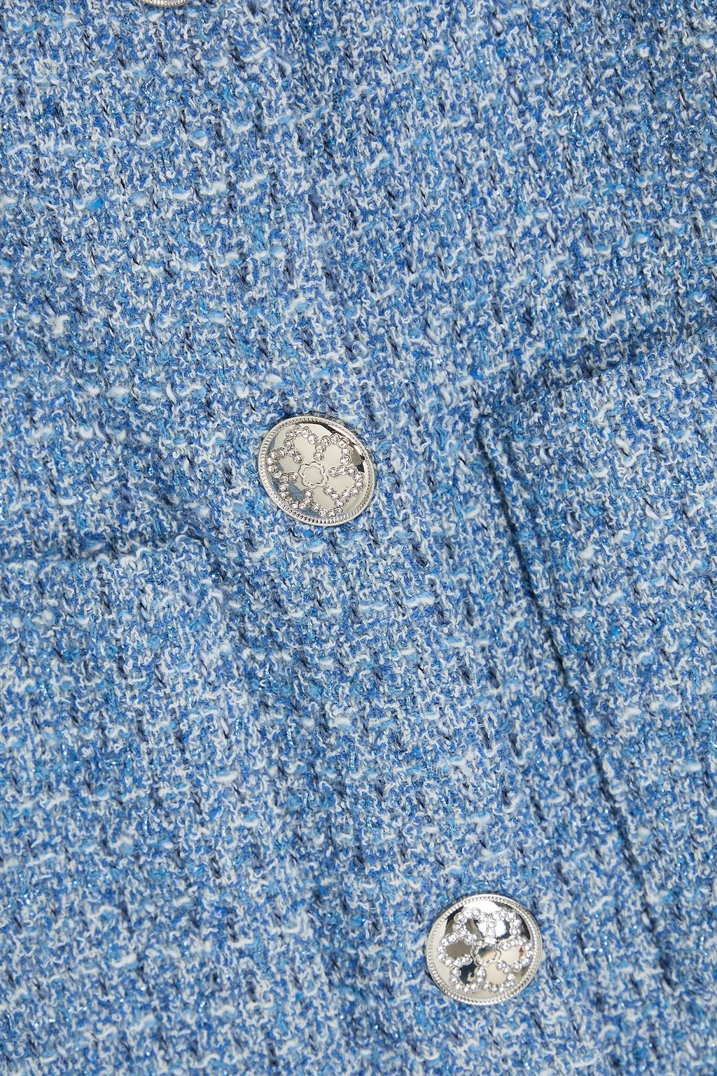 MAJE Cropped metallic cotton-blend tweed jacket