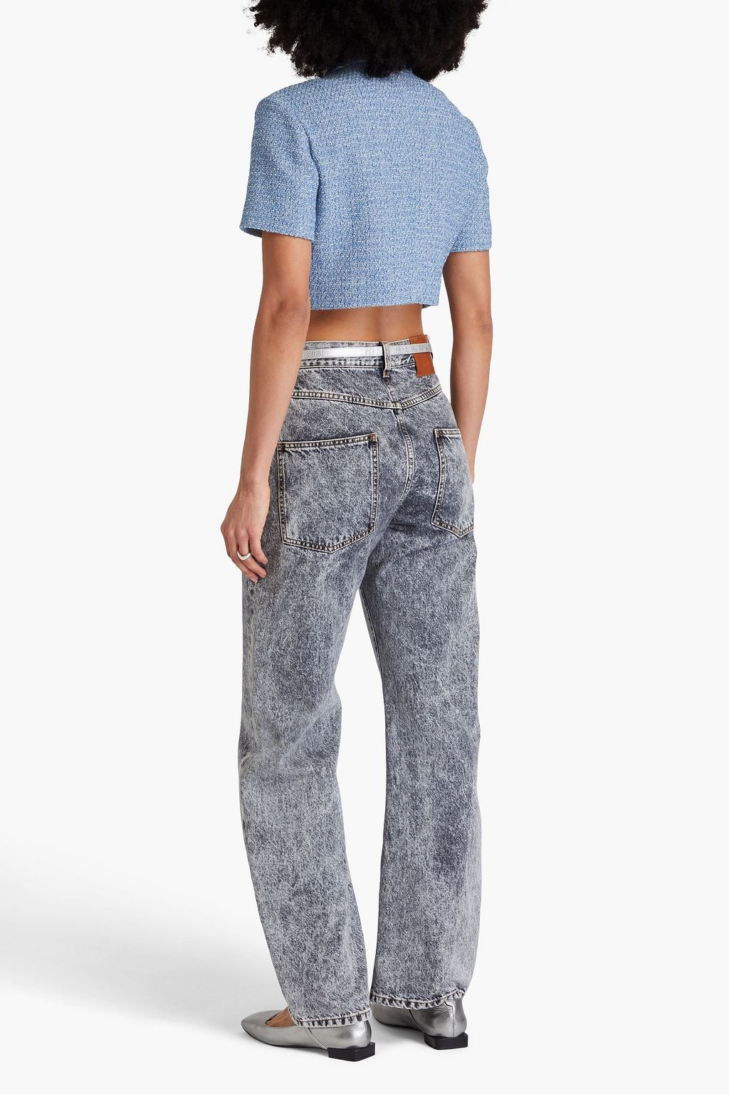 MAJE Cropped metallic cotton-blend tweed jacket