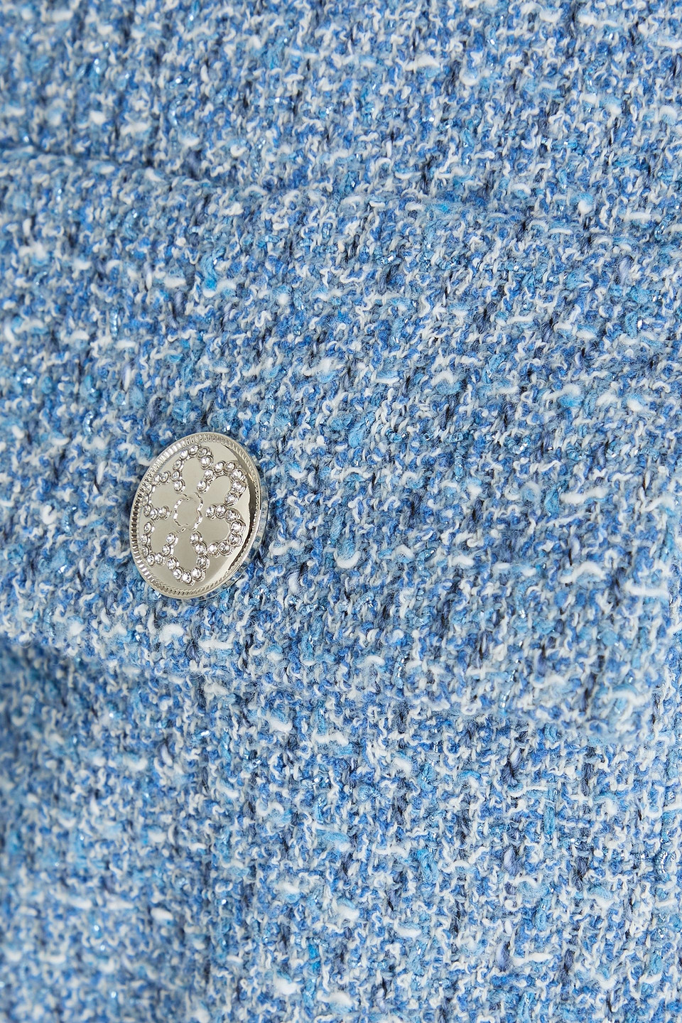 Maje Metallic Cotton-blend Bouclé-tweed Jacket In Bleu