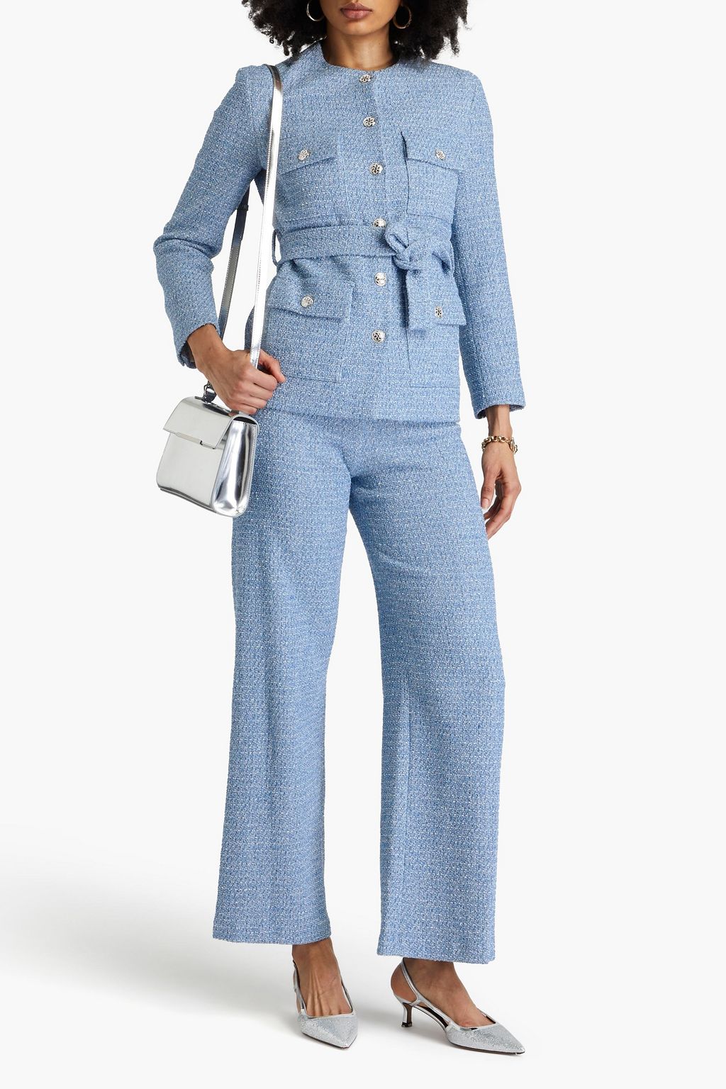 MAJE Metallic cotton-blend tweed jacket