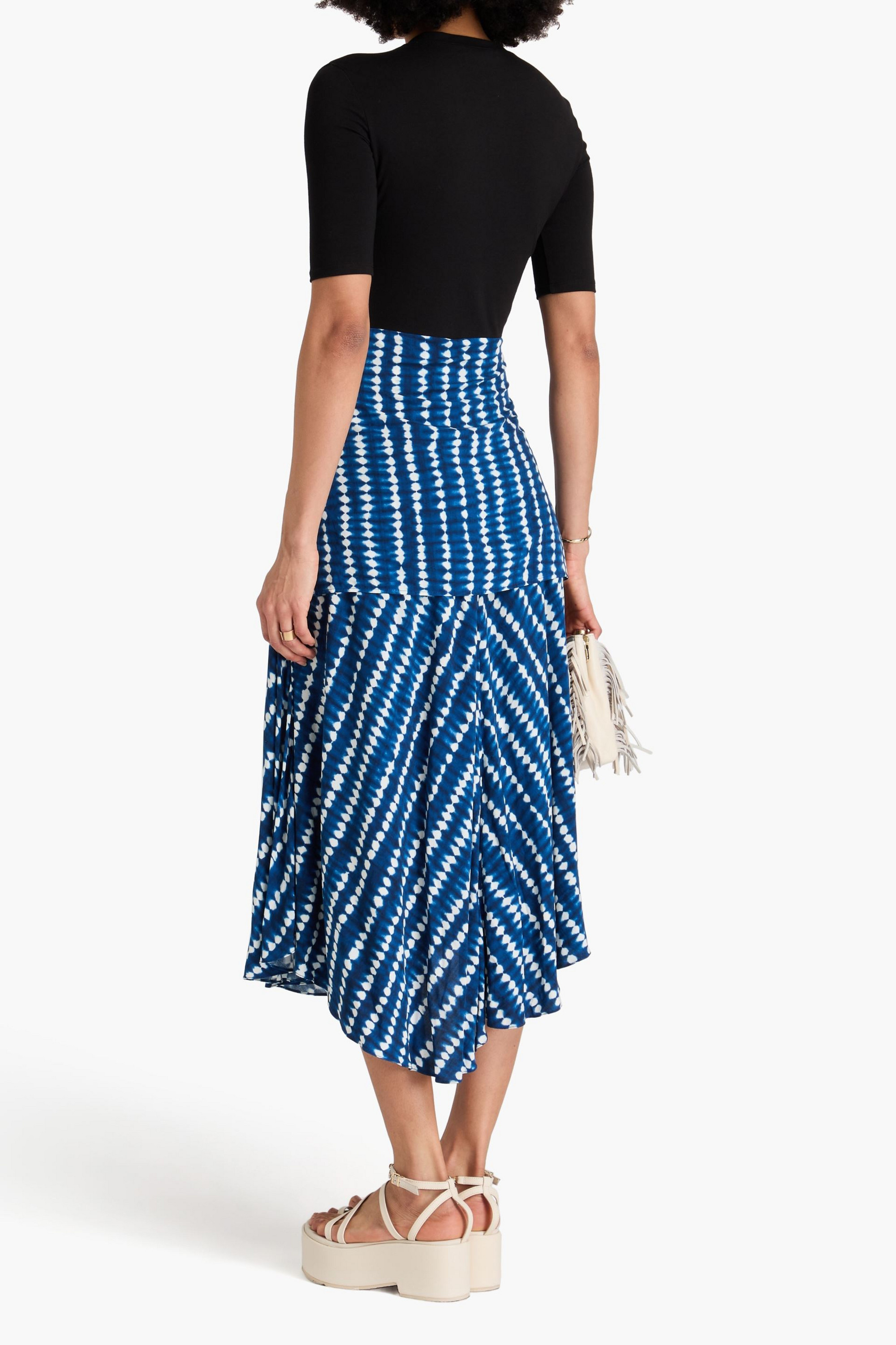 MAJE Printed crepe and jersey midi dress thumbnail