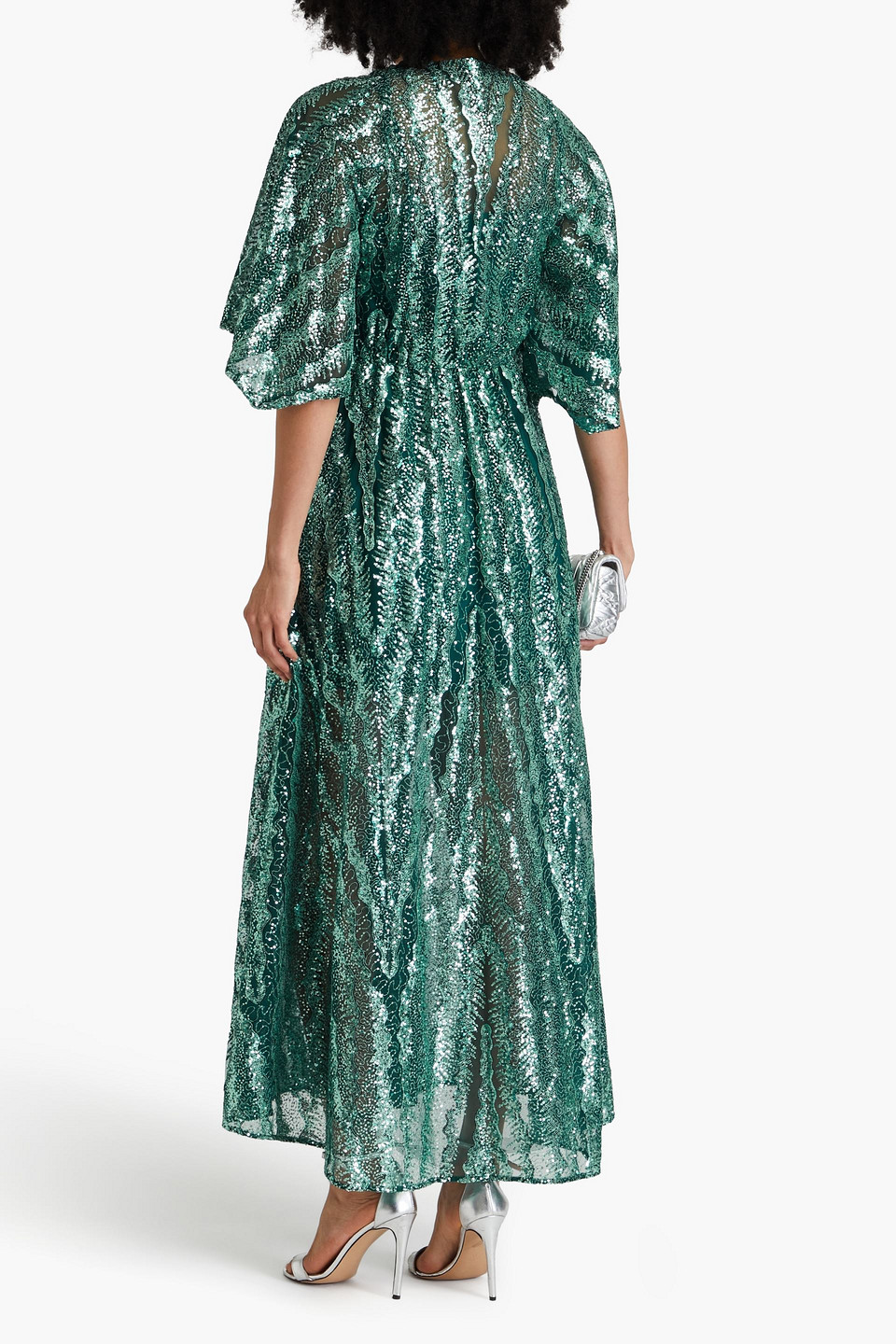 MAJE SEQUINED TULLE MAXI DRESS