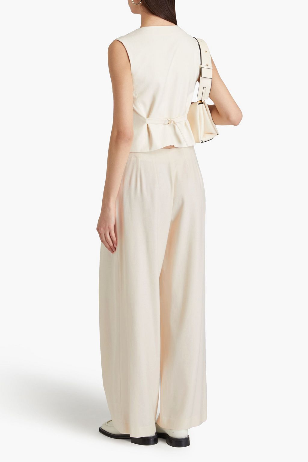 MAJE Pleated crepe wide-leg pants