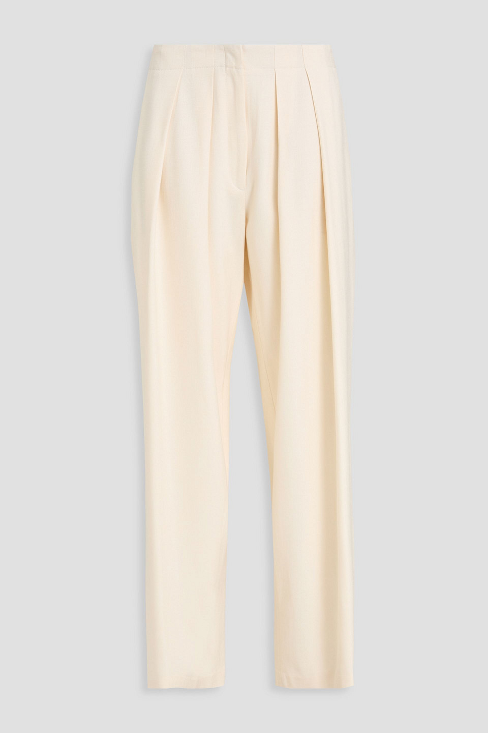 maje - pleated crepe wide-leg pants - white - fr 40