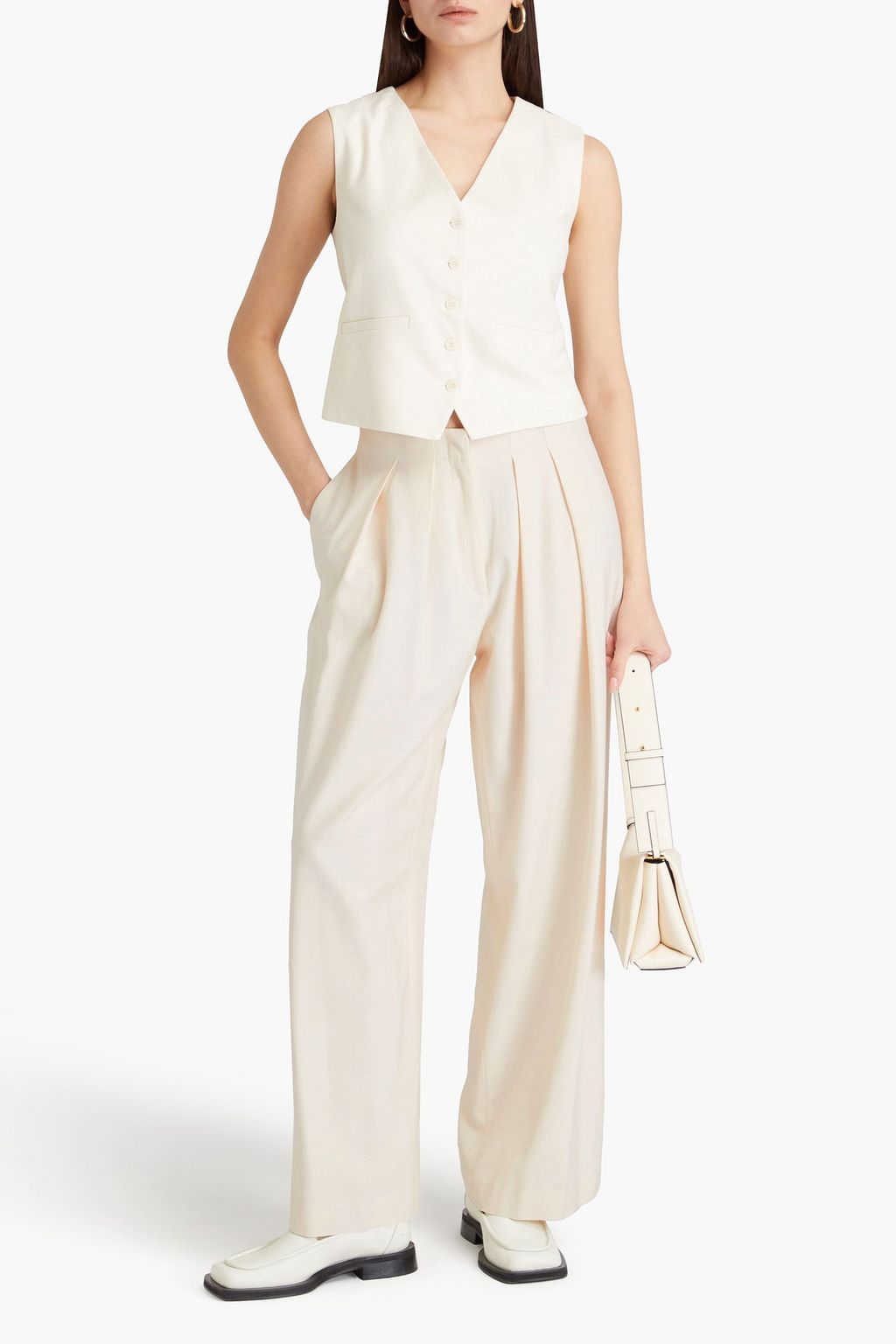 MAJE Pleated crepe wide-leg pants