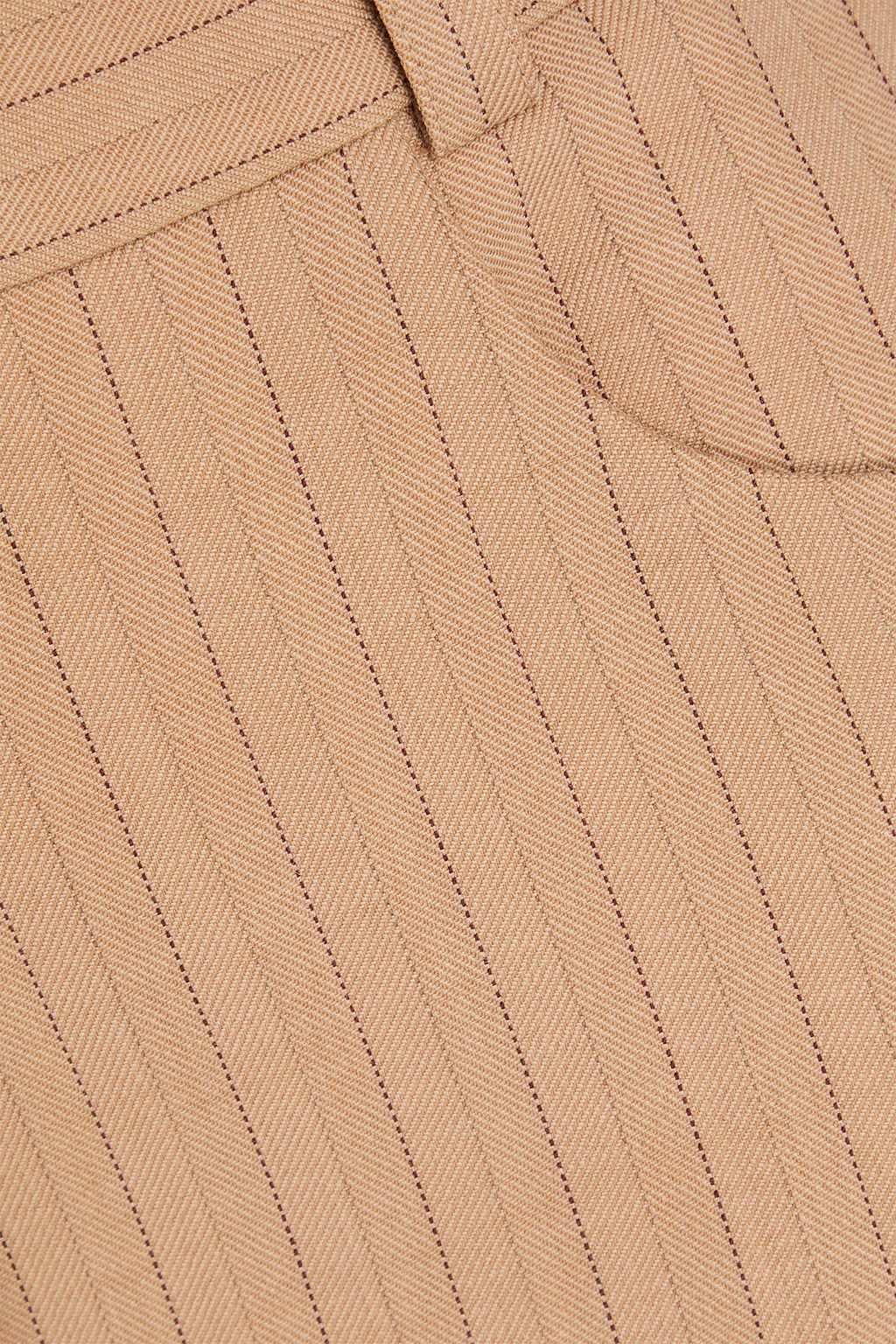 MAJE Pinstriped wool-blend tweed straight-leg pants