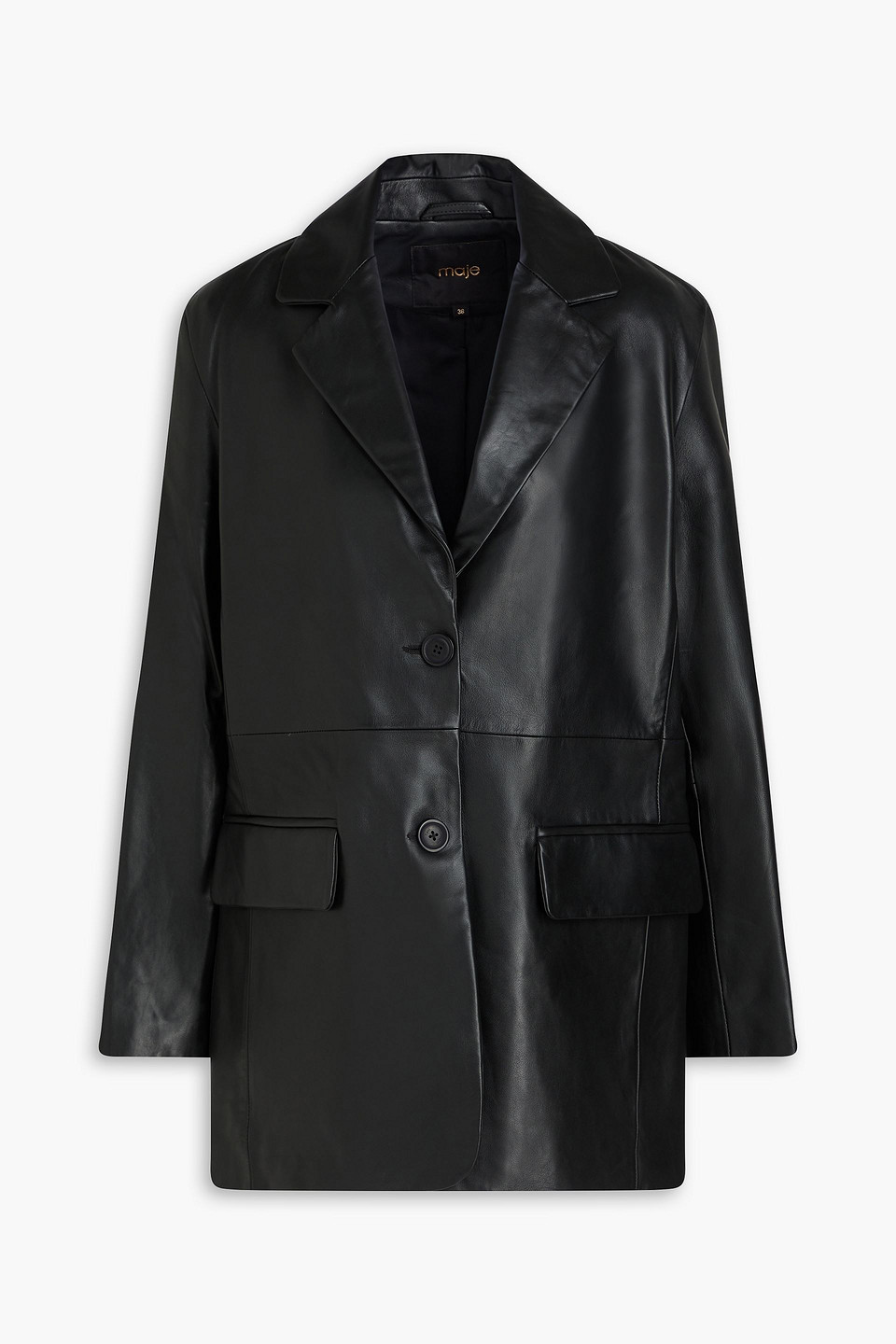 Maje Leather Blazer In Schwarz