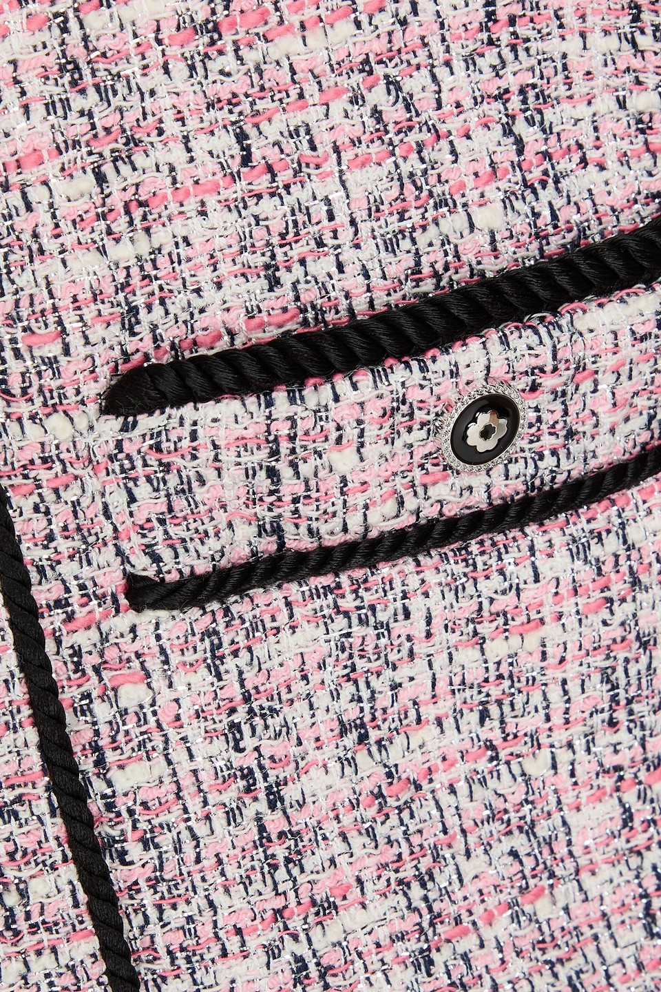 Maje Vatri Tweed Tipped Open Front Jacket In Baby-pink