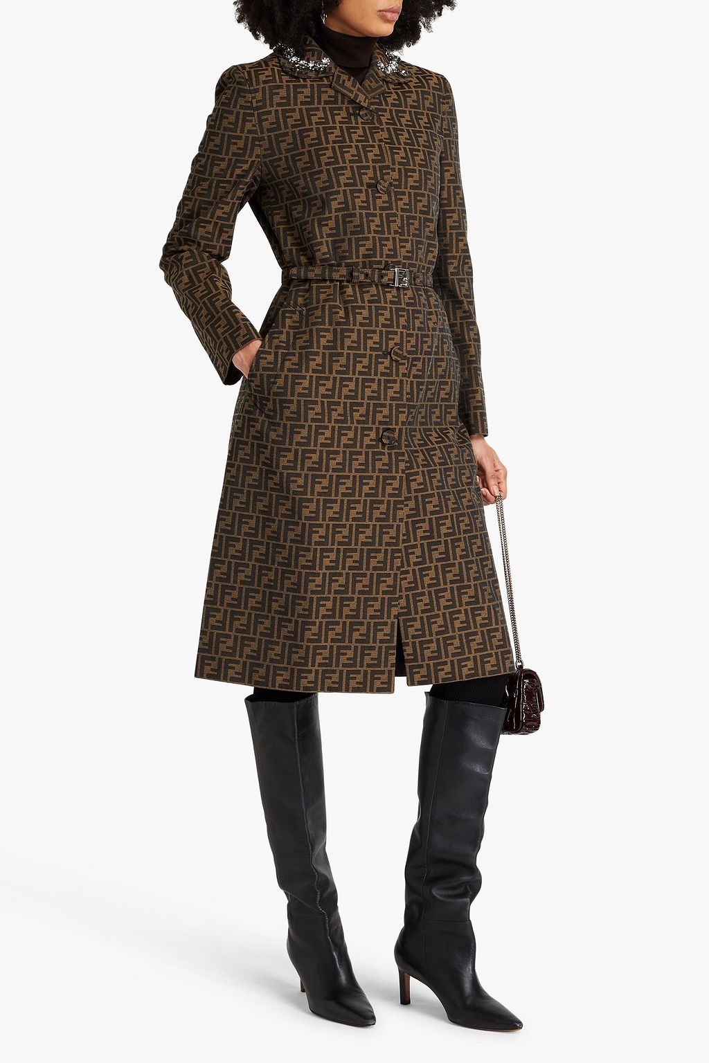 FENDI Embellished jacquard coat