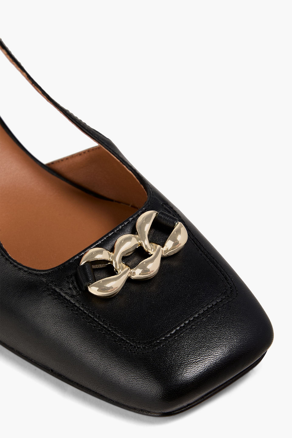 Maje Slingback-pumps Aus Leder Mit Kettenverzierung In Schwarz
