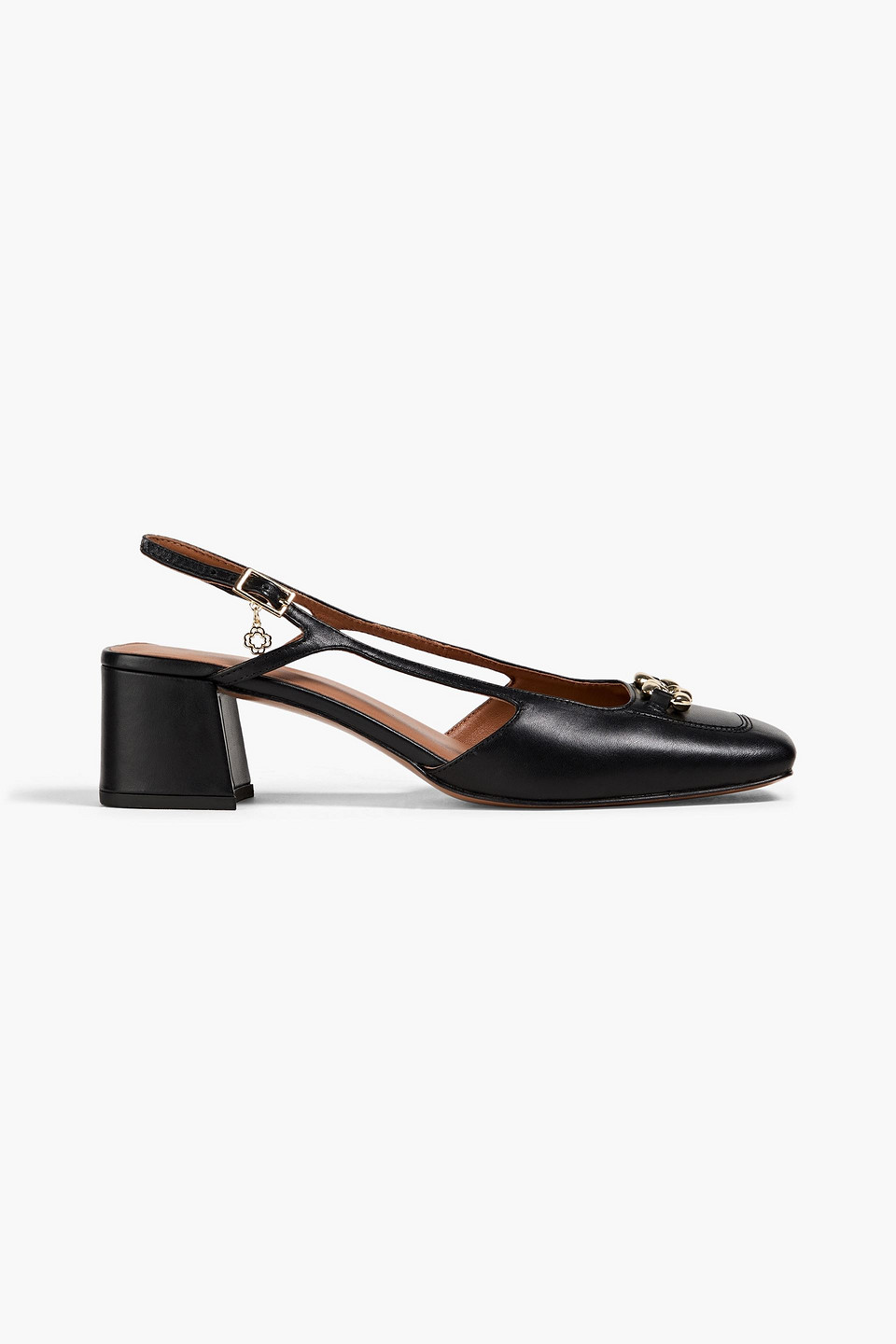 Maje Slingback-pumps Aus Leder Mit Kettenverzierung In Schwarz
