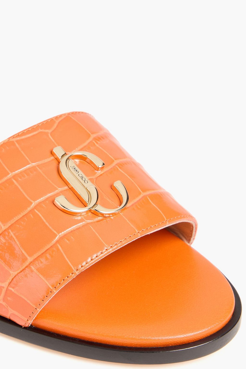 JIMMY CHOO Sandalen aus Leder mit Krokodileffekt und Verzierung