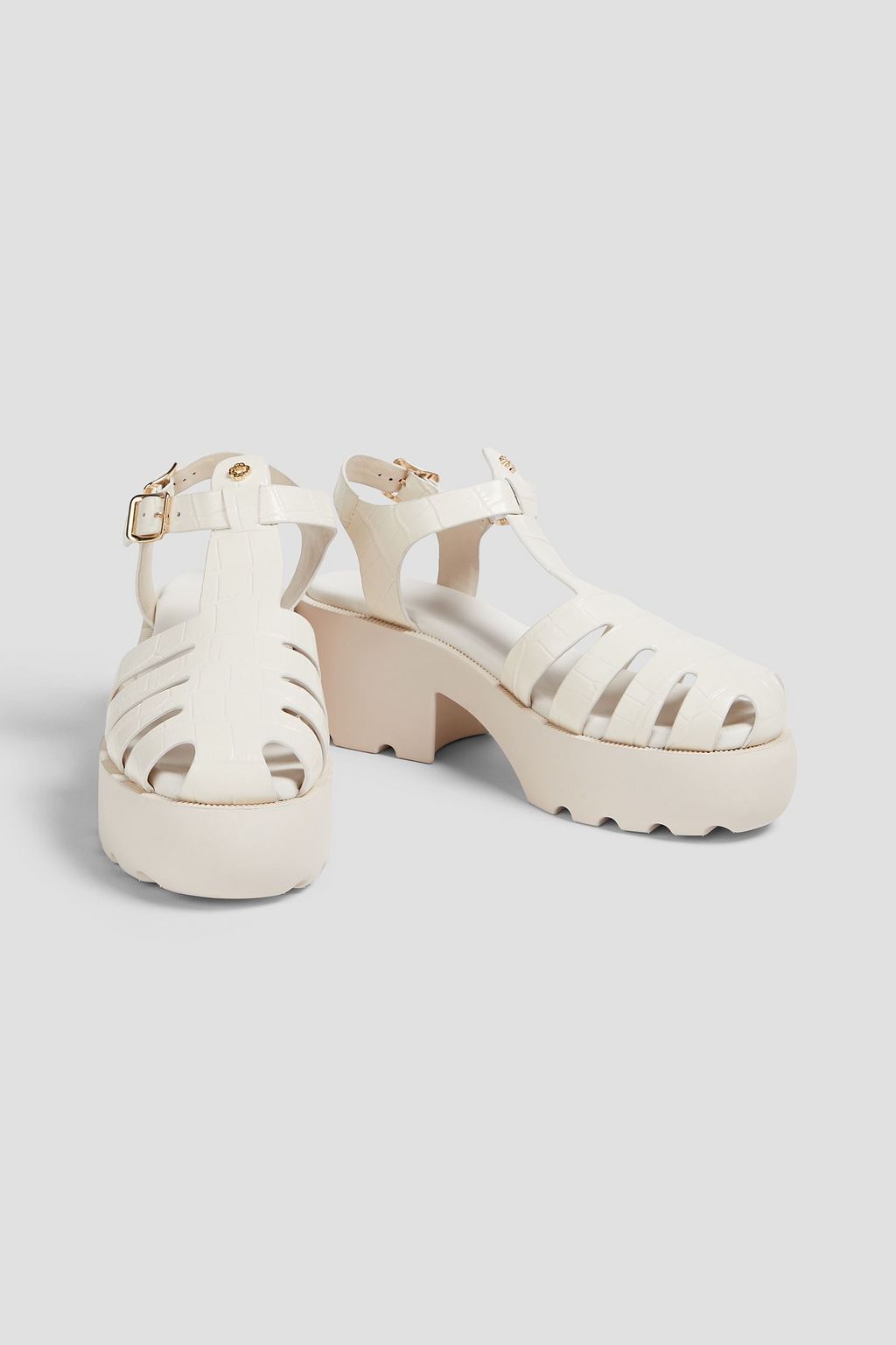 MAJE Croc-effect leather platform sandals
