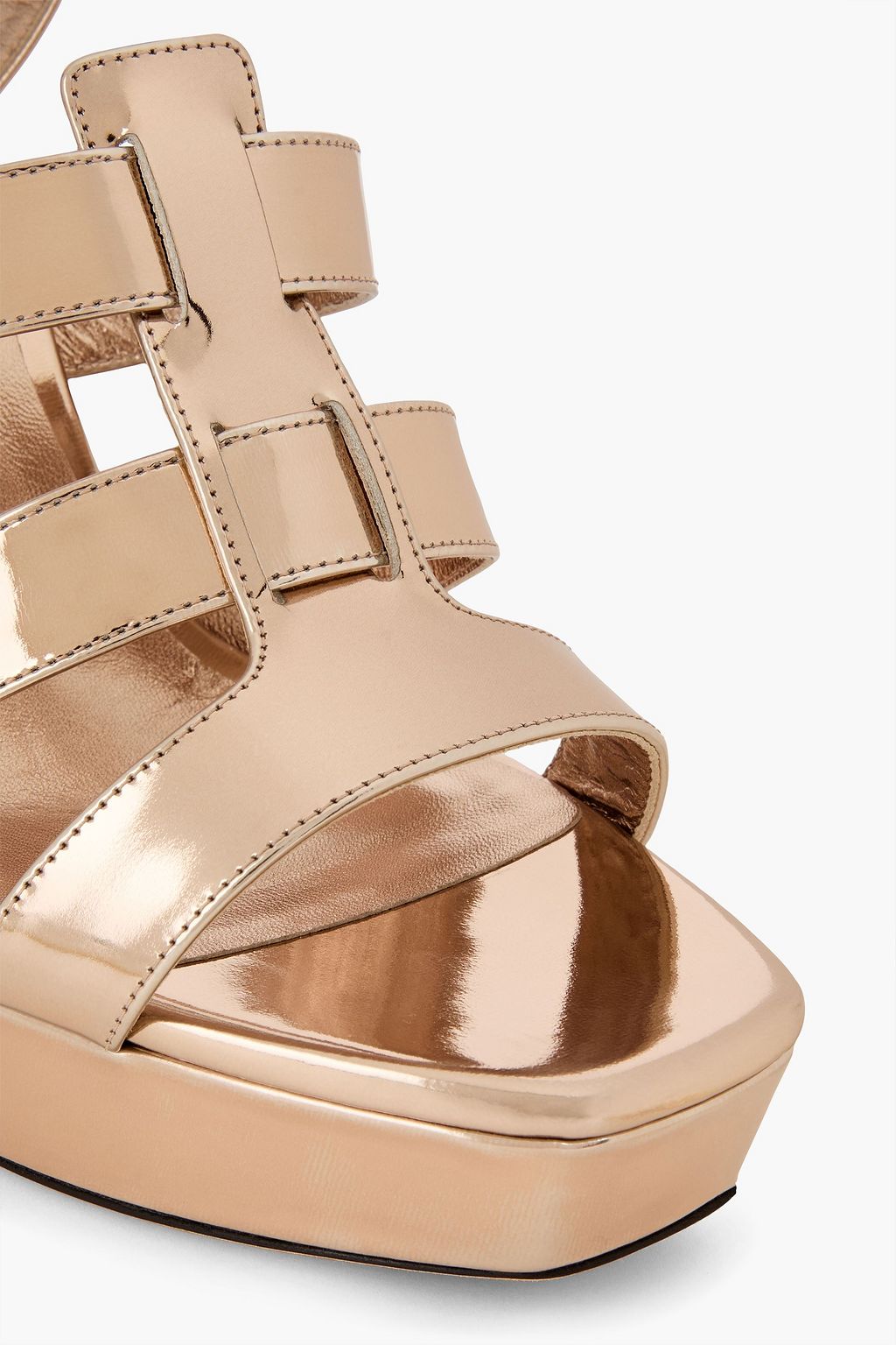 JIMMY CHOO Metallic leather platform sandals