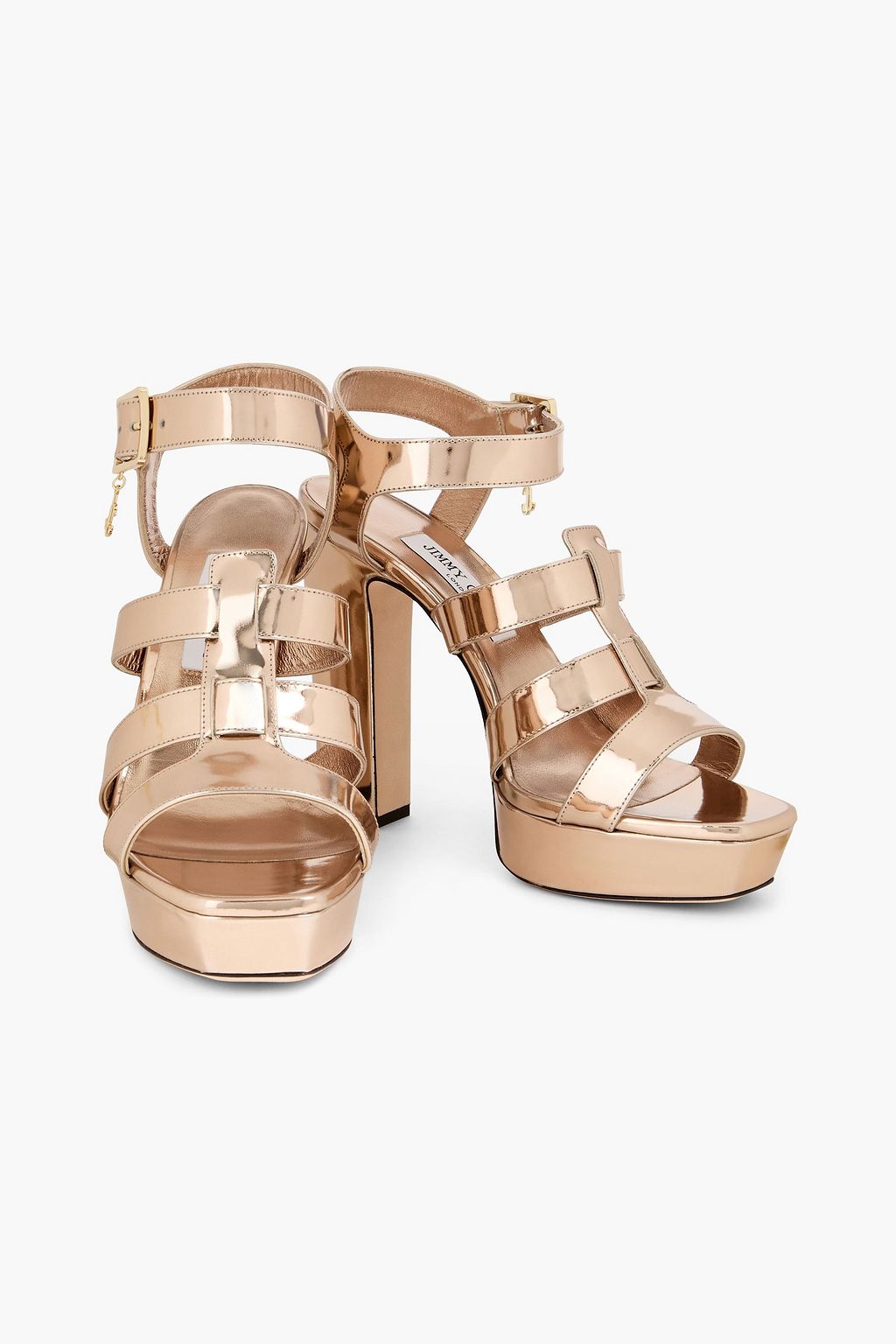 JIMMY CHOO Metallic leather platform sandals