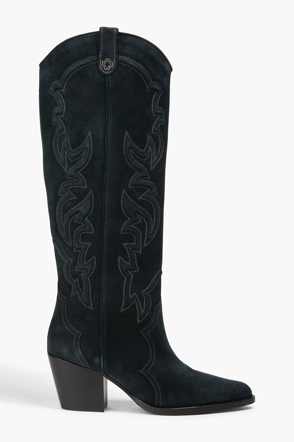 Maje Cowboy Boots Aus Veloursleder In Schwarz