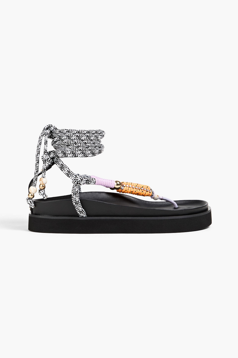 Maje Embellished Cord And Leather Sandals