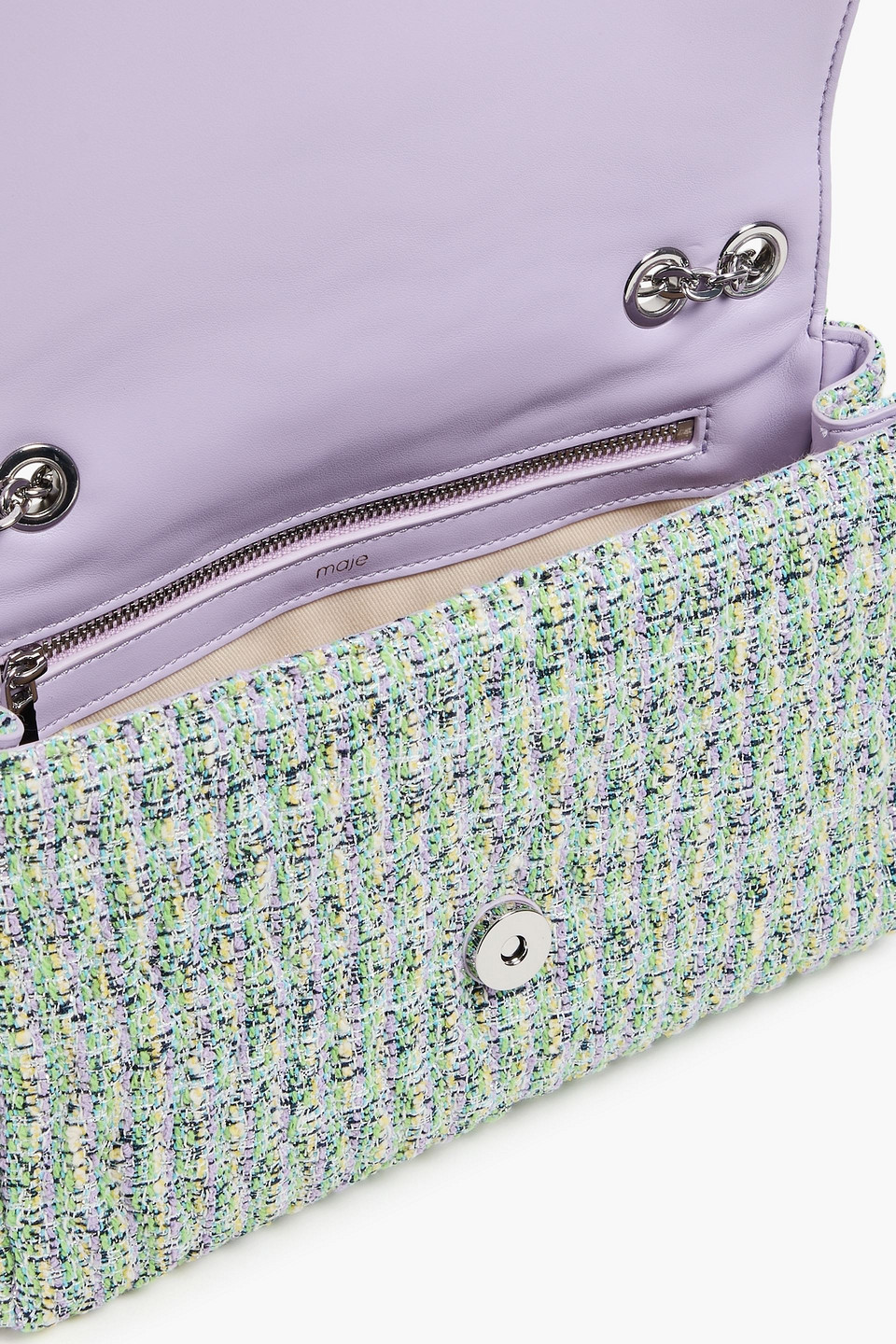 MAJE METALLIC TWEED SHOULDER BAG