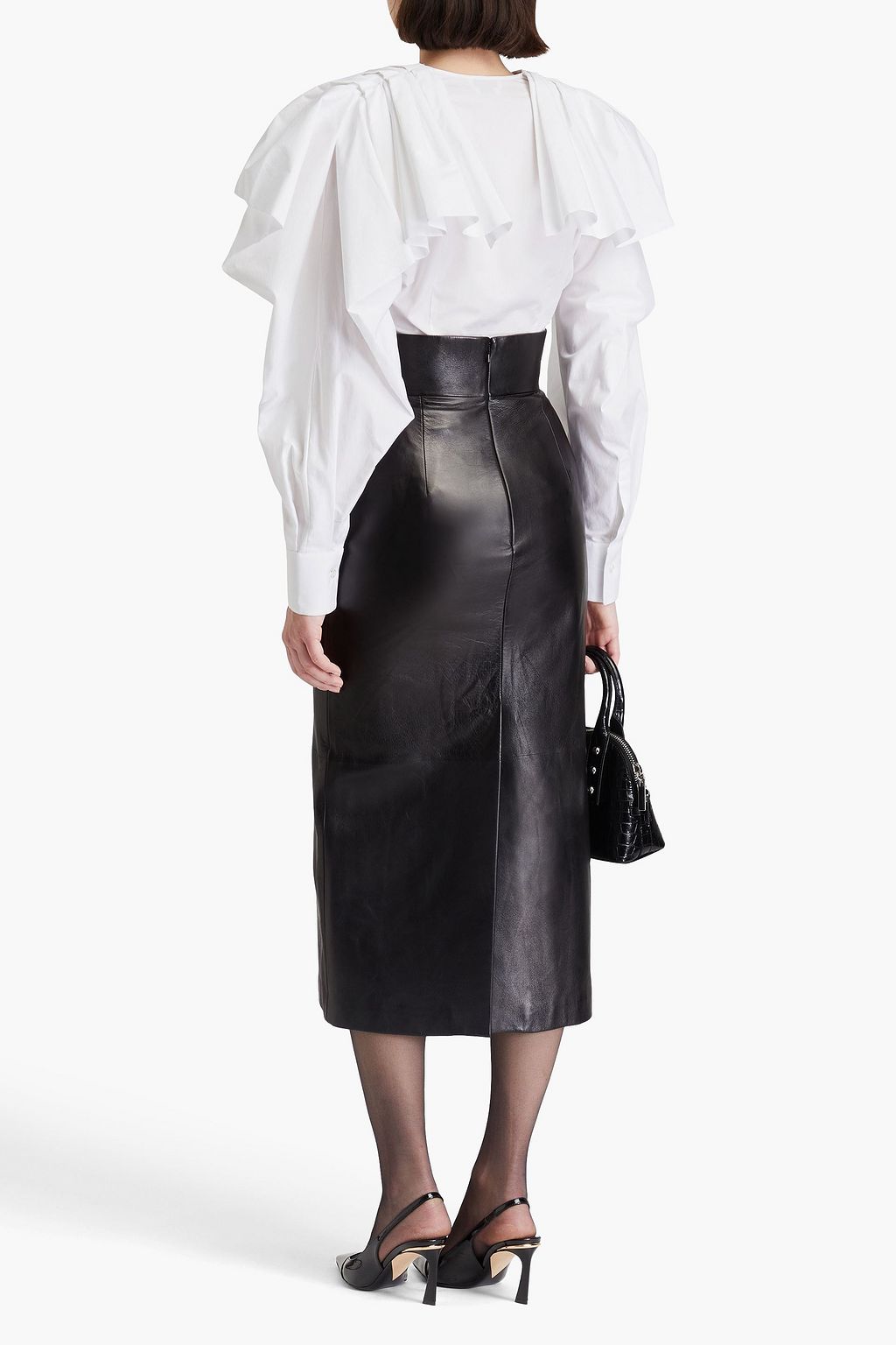 MCQ ALEXANDER MCQUEEN 가죽 미디 스커트