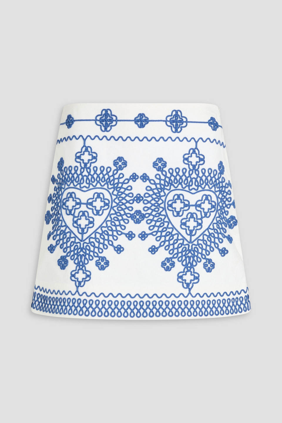 Maje Embroidered Cotton-blend Twill Mini Skirt