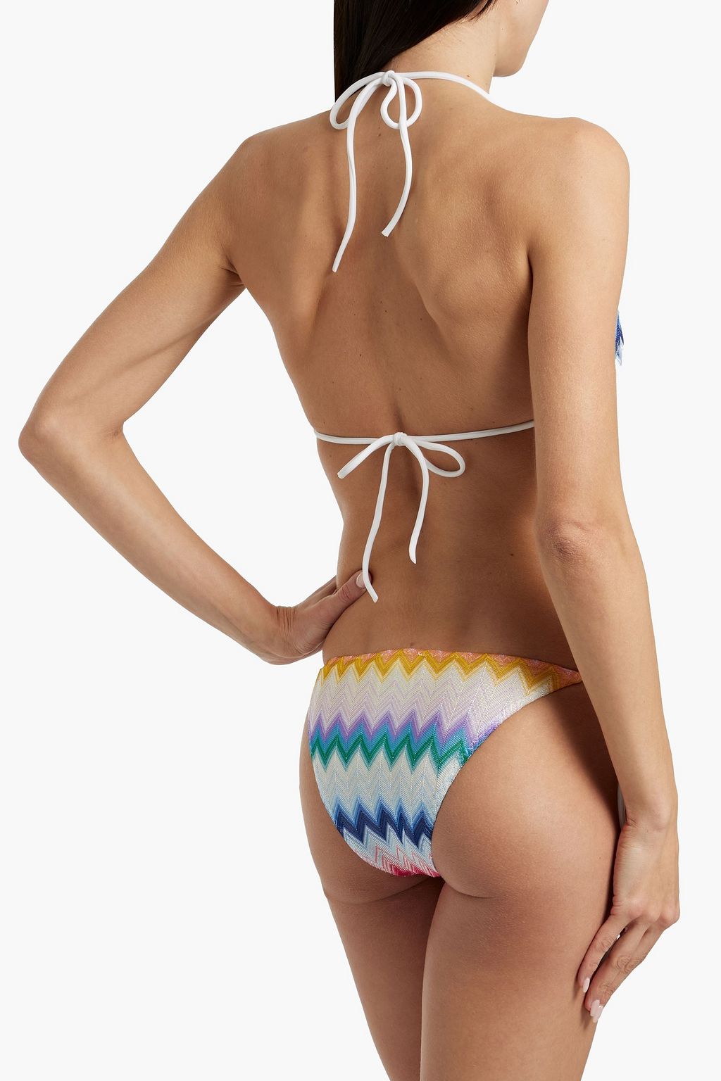 MISSONI Metallic crochet-knit triangle bikini