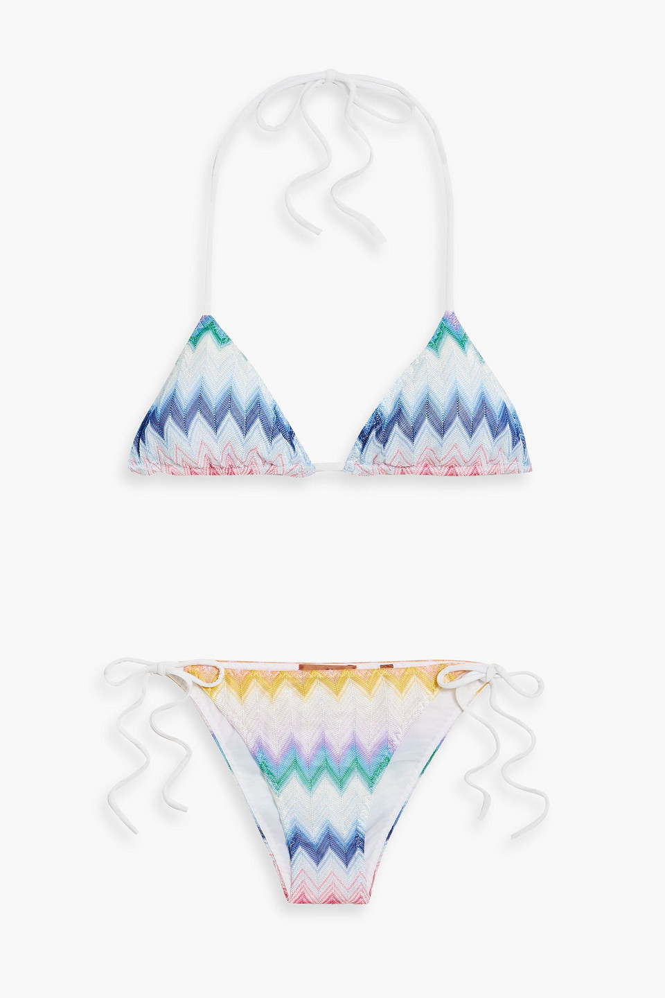 MISSONI METALLIC CROCHET-KNIT TRIANGLE BIKINI