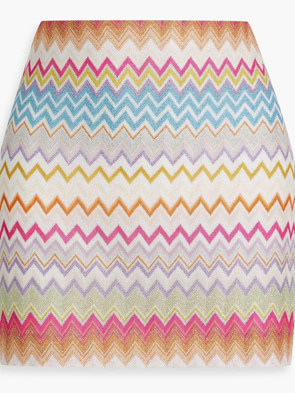 metallic crochet-knit mini skirt