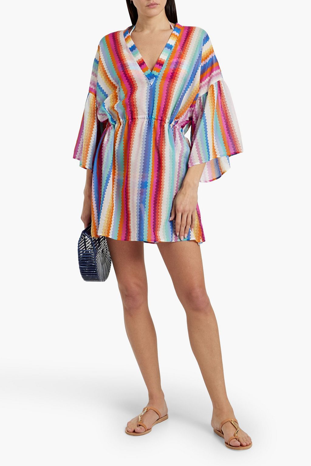 MISSONI Striped cotton and silk-blend voile kaftan