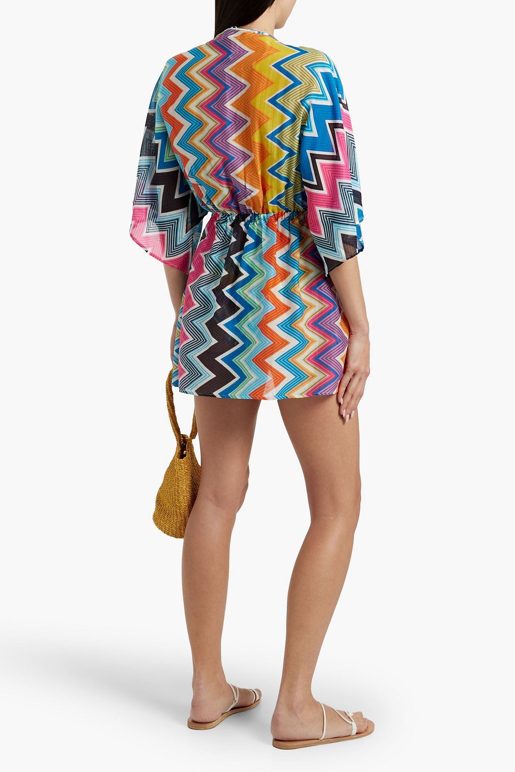 MISSONI Printed cotton and silk-blend voile coverup