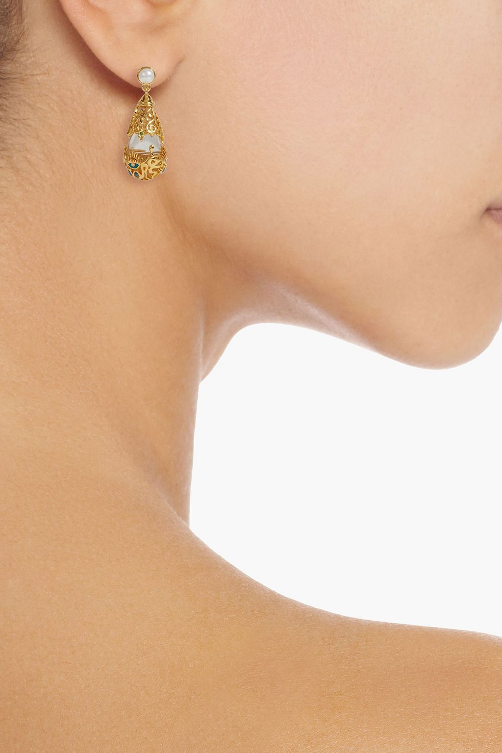 ZIMMERMANN Gold-tone, crystal and faux pearl earrings