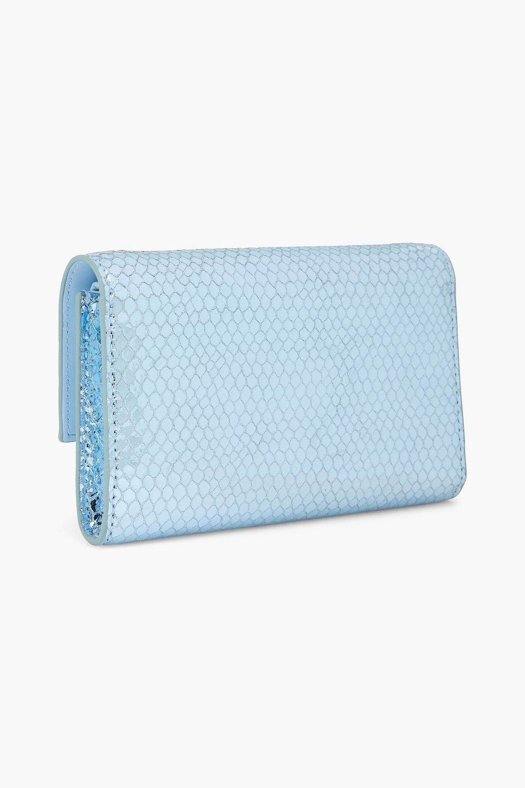 MAJE Clutch aus Leder mit Schlangeneffekt in Metallic-Optik