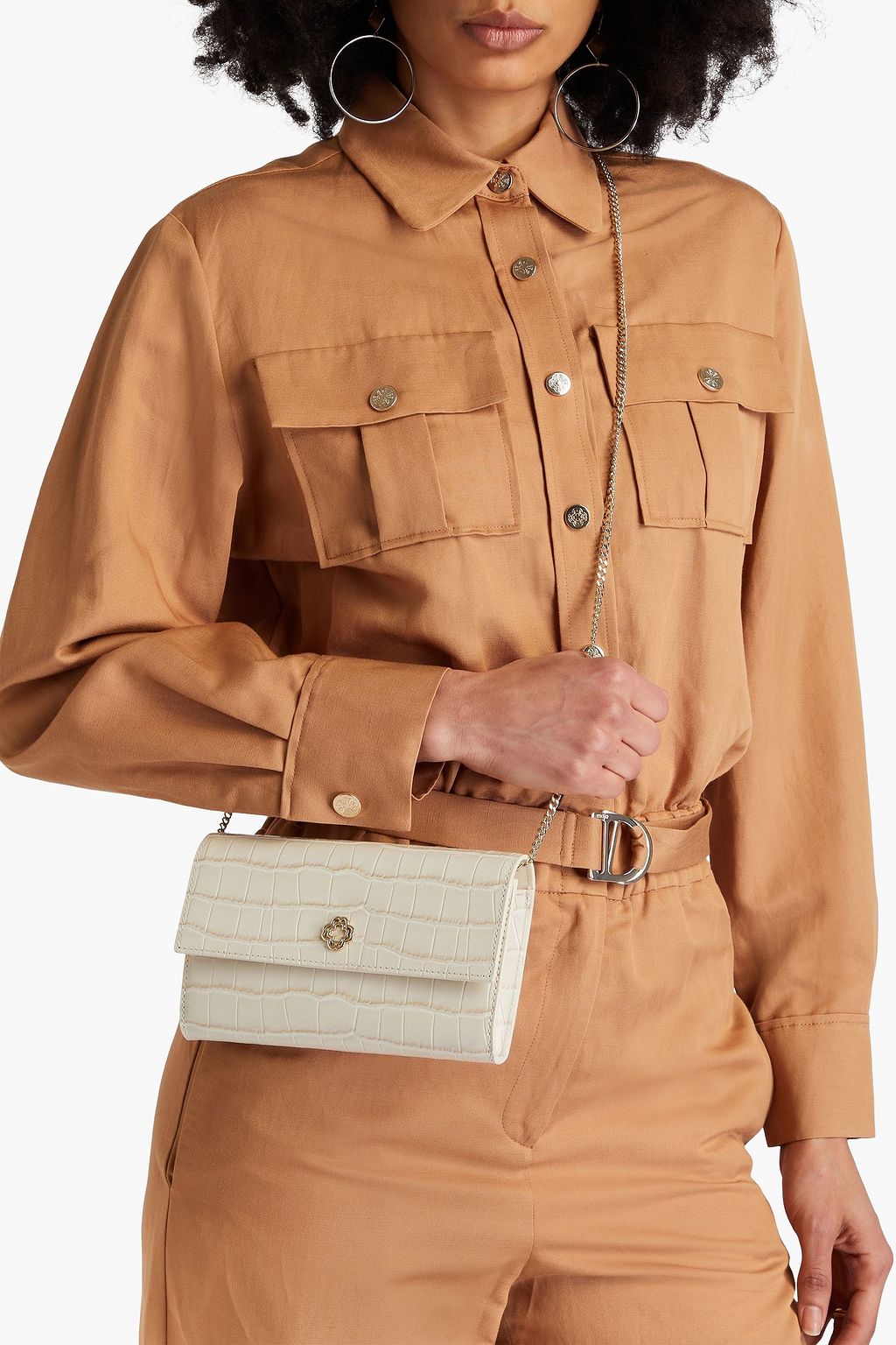 MAJE Croc-effect leather clutch