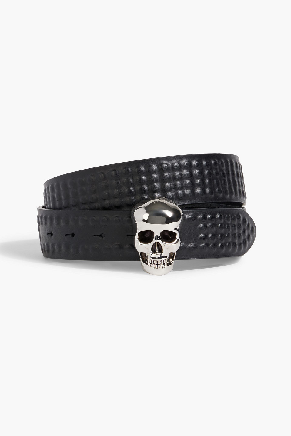 Alexander Mcqueen 3d Skull Embossed Leather Belt In Black