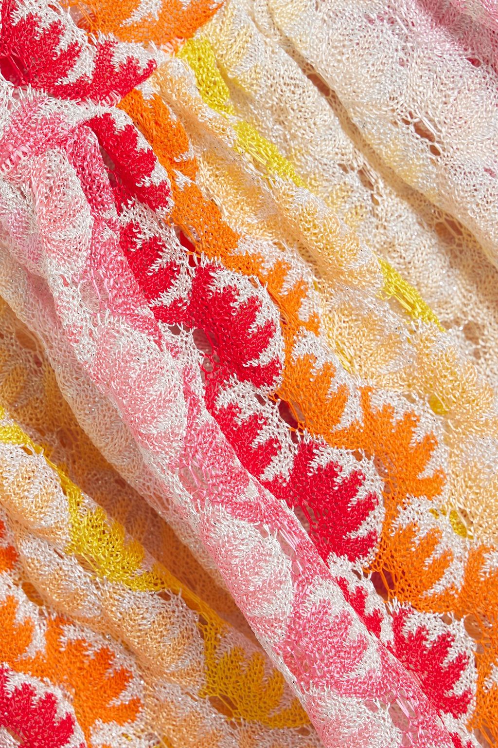 MISSONI Ruffled metallic crochet-knit mini skirt