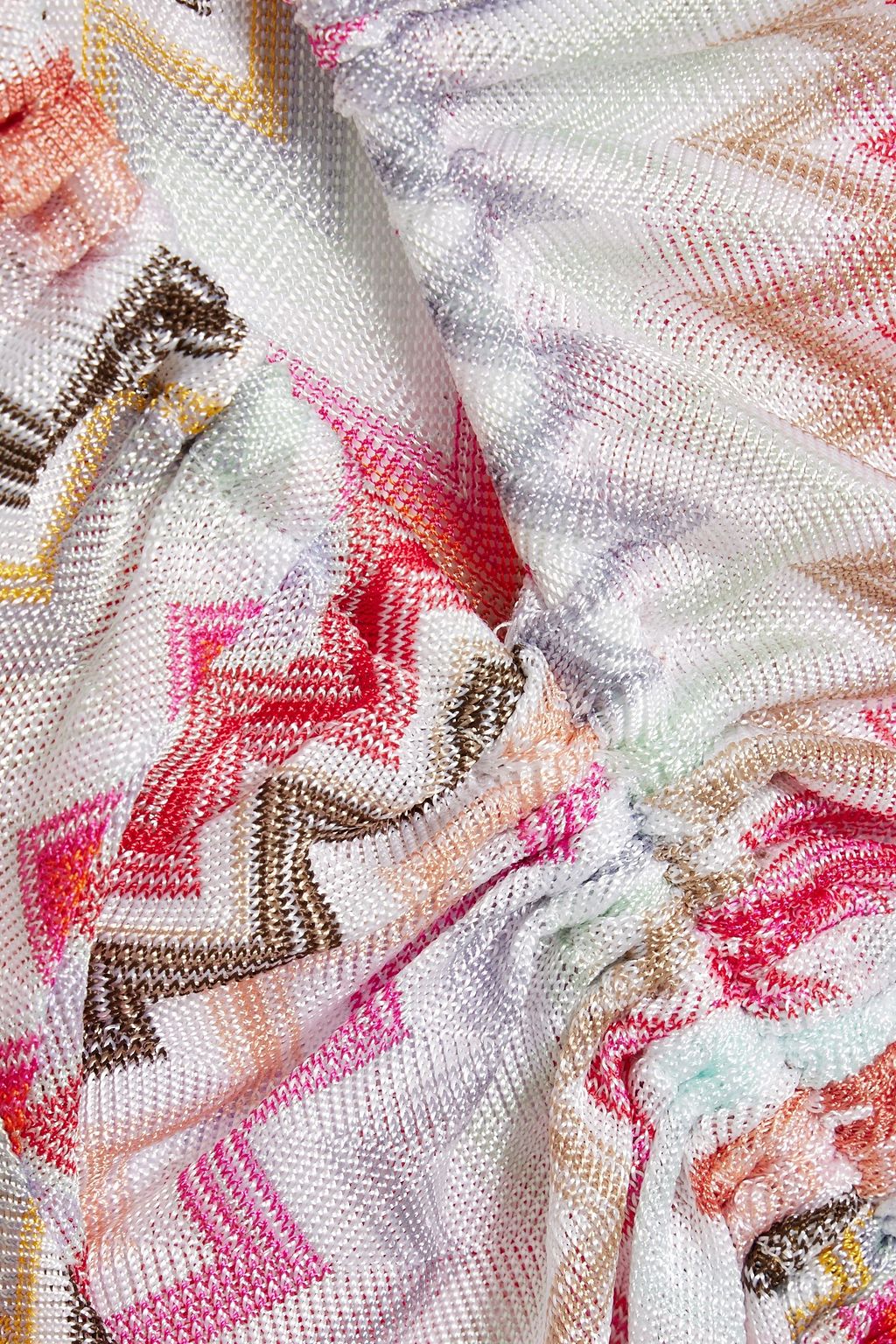 MISSONI Cropped ruched crochet-knit cotton-blend top