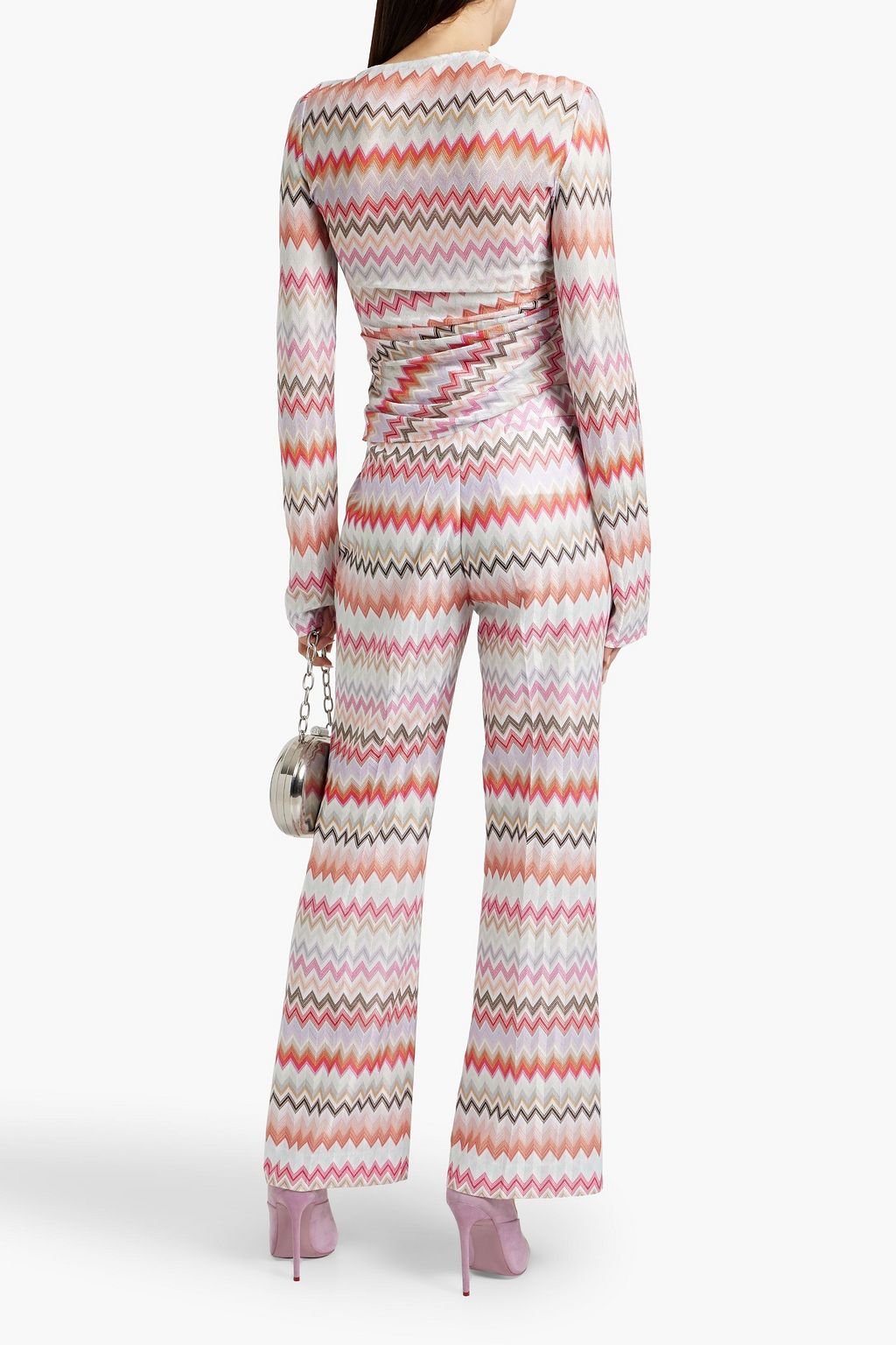 MISSONI Cropped ruched crochet-knit cotton-blend top
