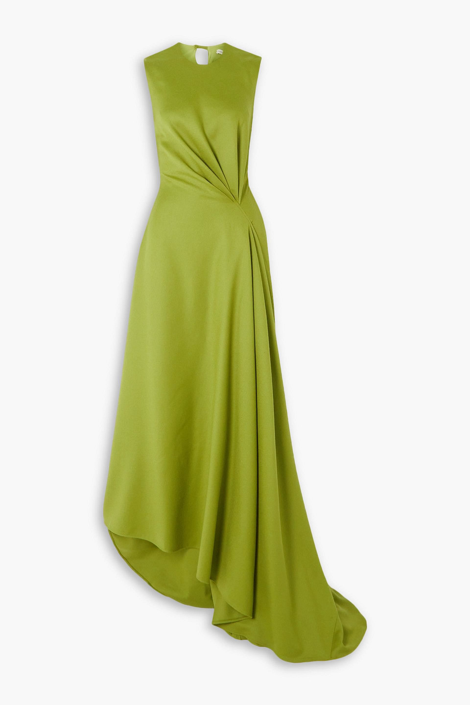 Emilia Wickstead Neha Draped Asymmetric Wool Gown In Leaf Green