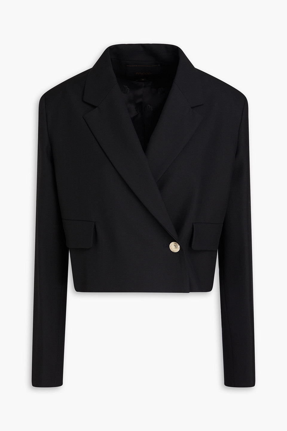 Maje - Cropped double-breasted twill blazer - Black - FR 38
