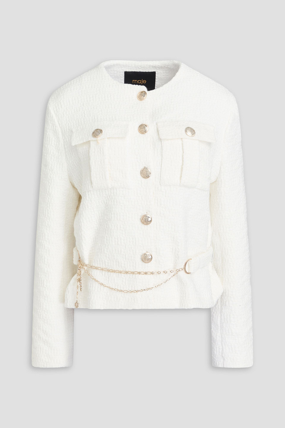 Maje Tweed Jacket In Off-white