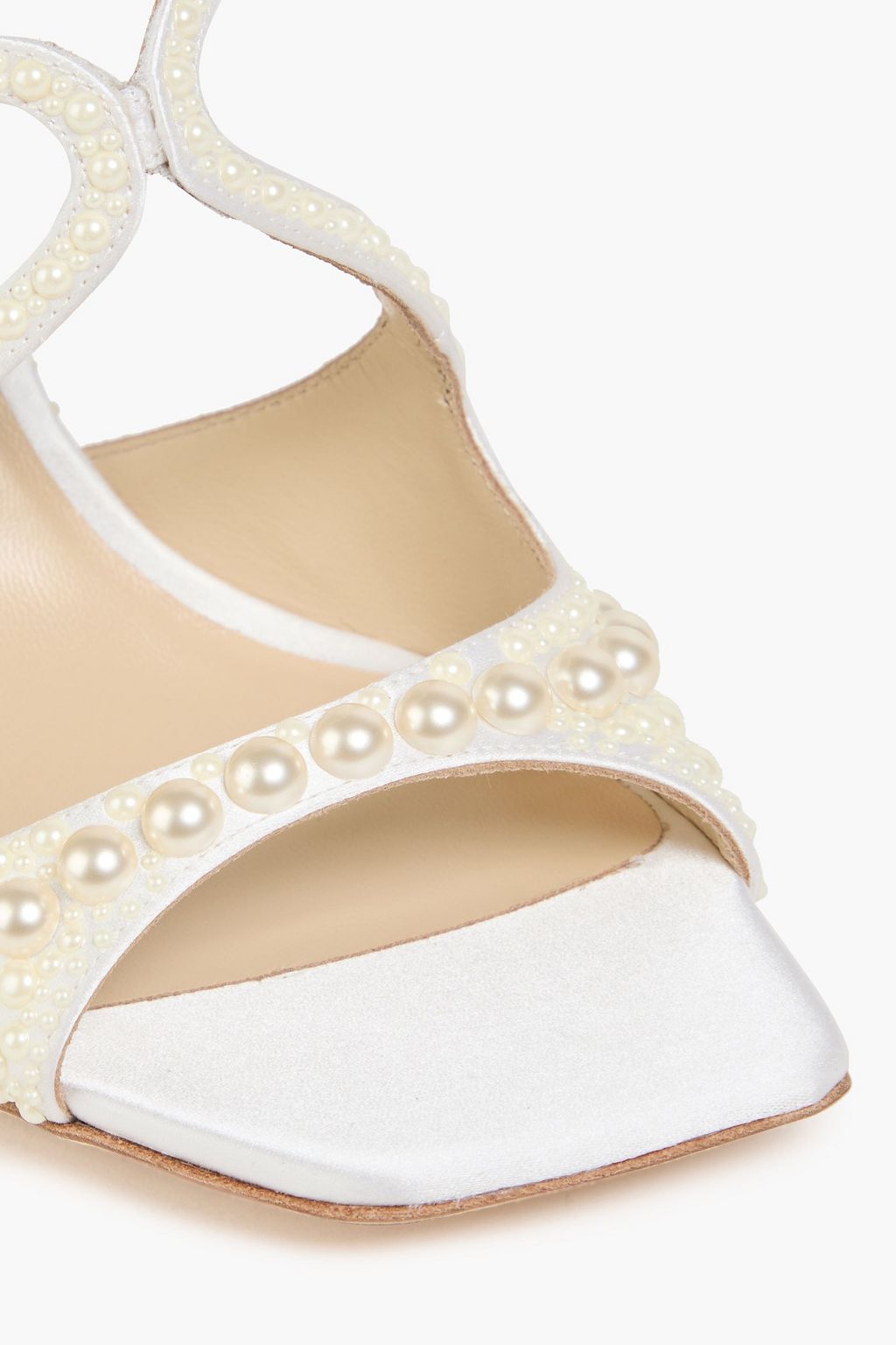 JIMMY CHOO Mules aus Satin mit Kunstperlen