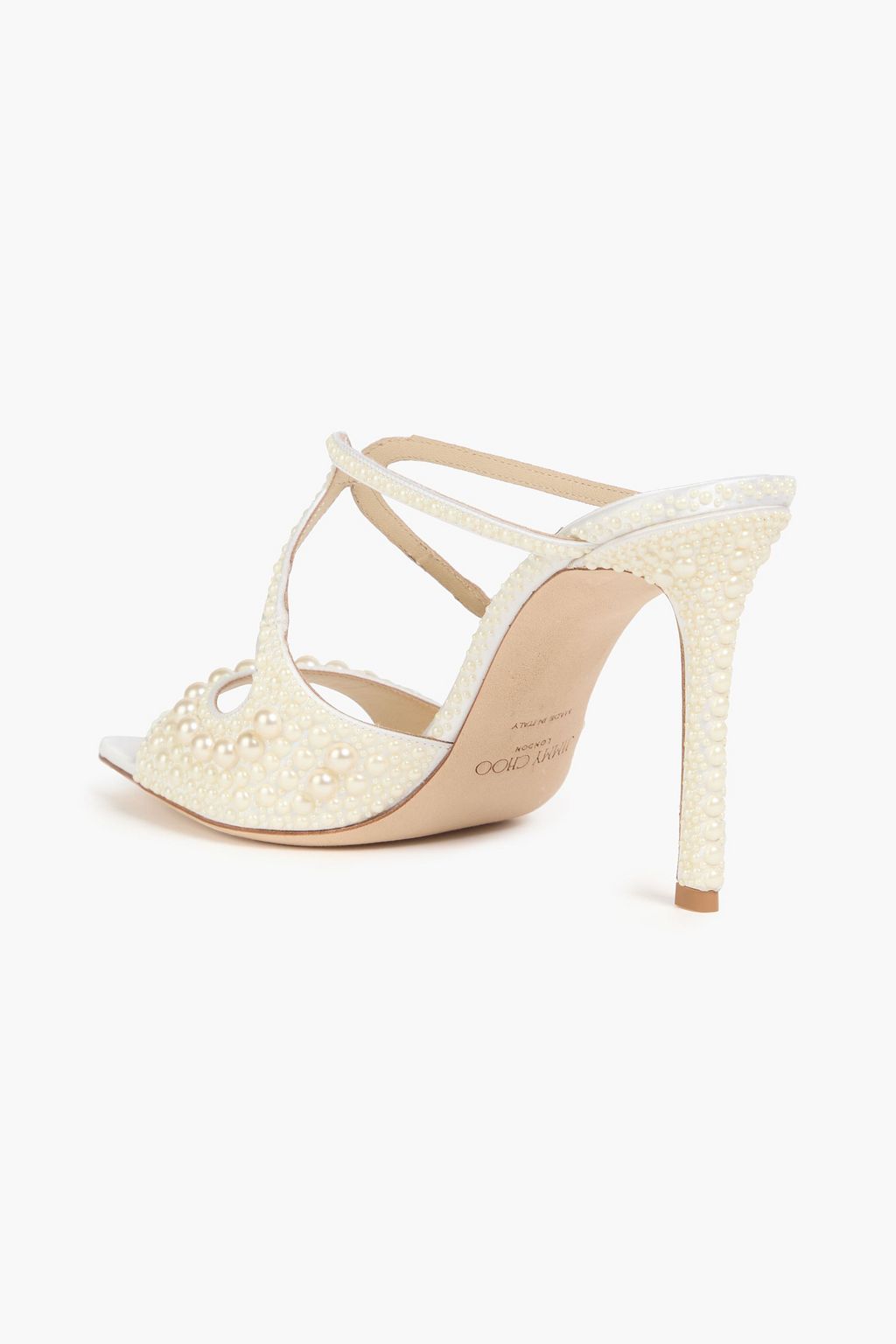 JIMMY CHOO Mules aus Satin mit Kunstperlen