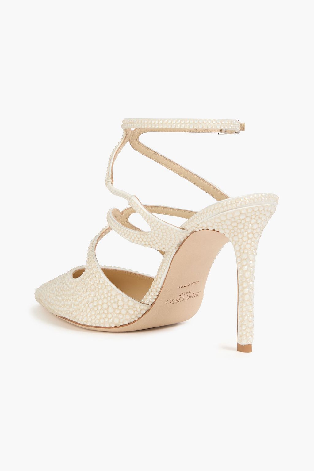 JIMMY CHOO Crystal-embellished satin pumps