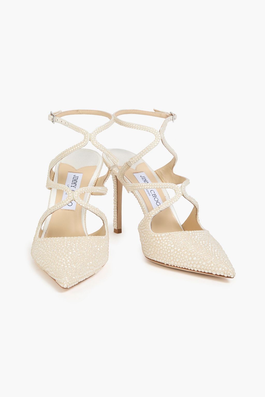 JIMMY CHOO Crystal-embellished satin pumps