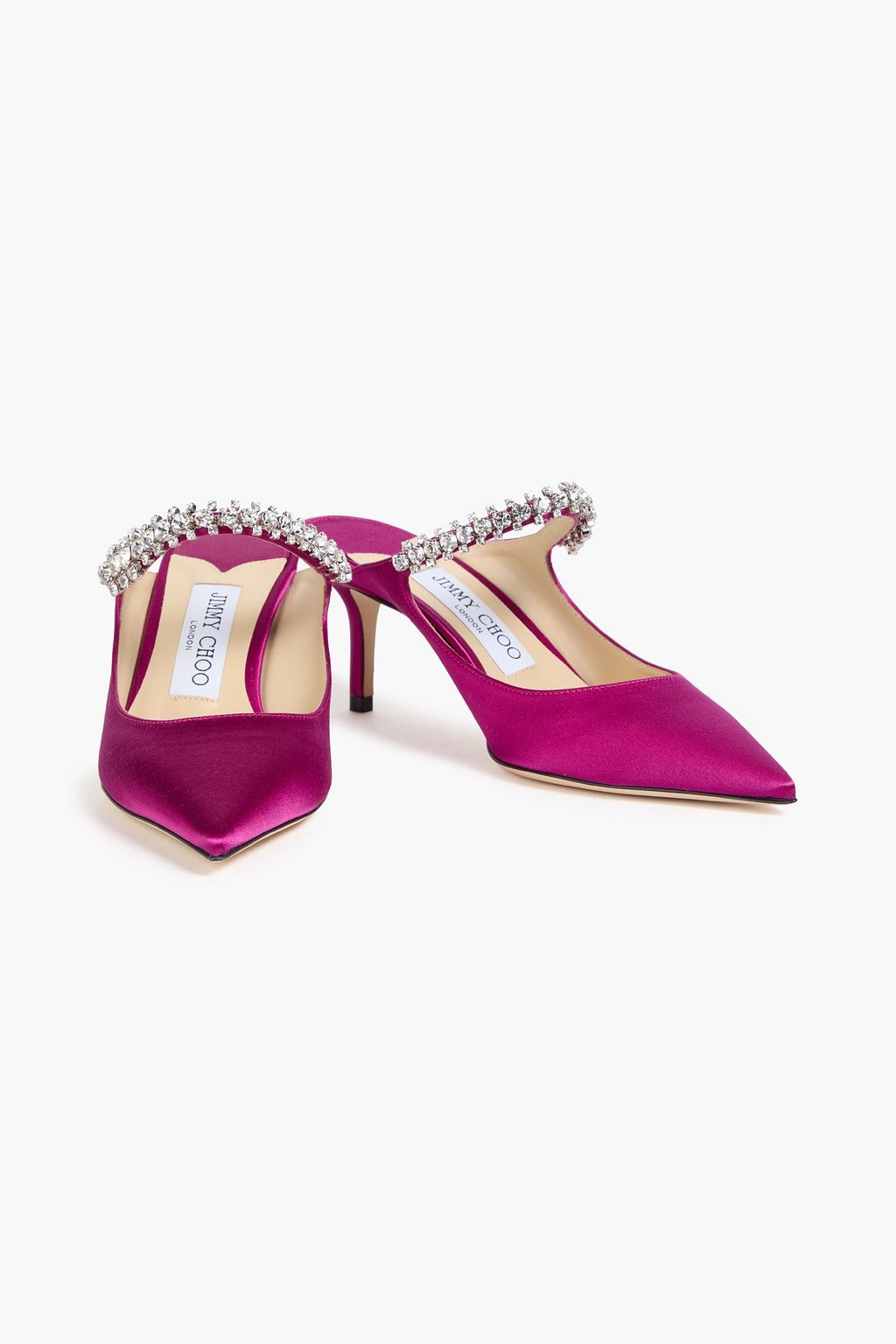 JIMMY CHOO Mules aus Satin mit Kristallverzierung