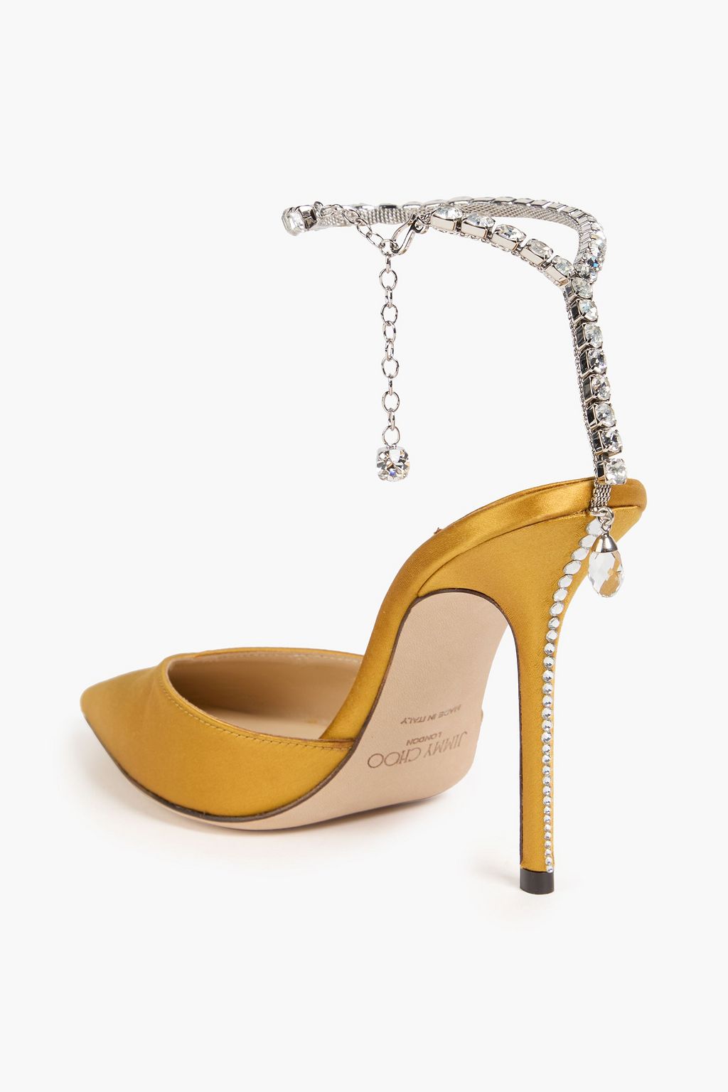 JIMMY CHOO Crystal-embellished satin pumps