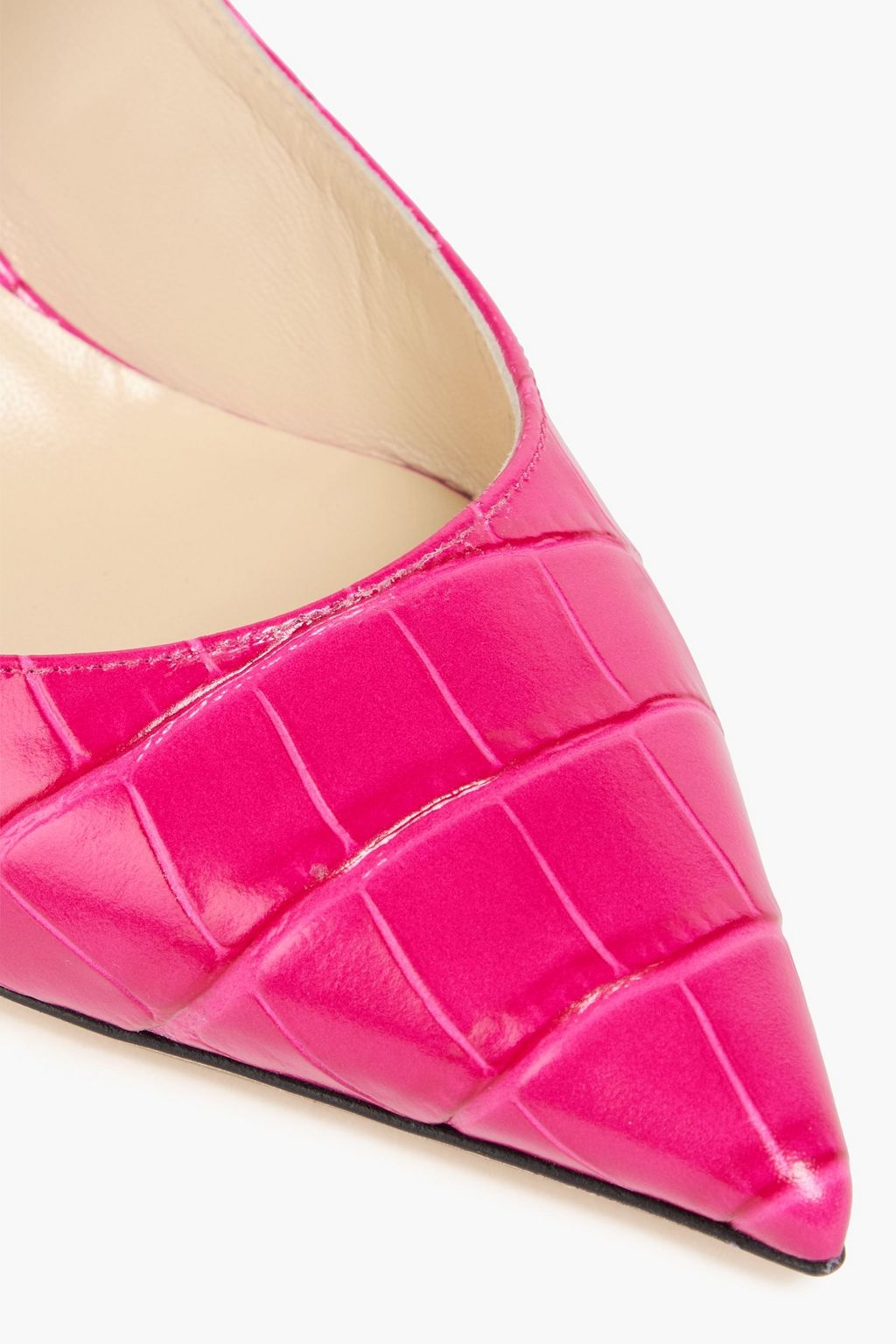 JIMMY CHOO Crystal-embellished croc-effect leather mules